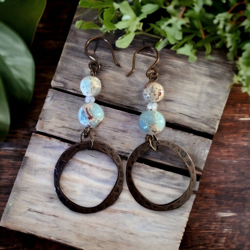 Jasper and bronze earrings